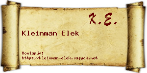 Kleinman Elek névjegykártya